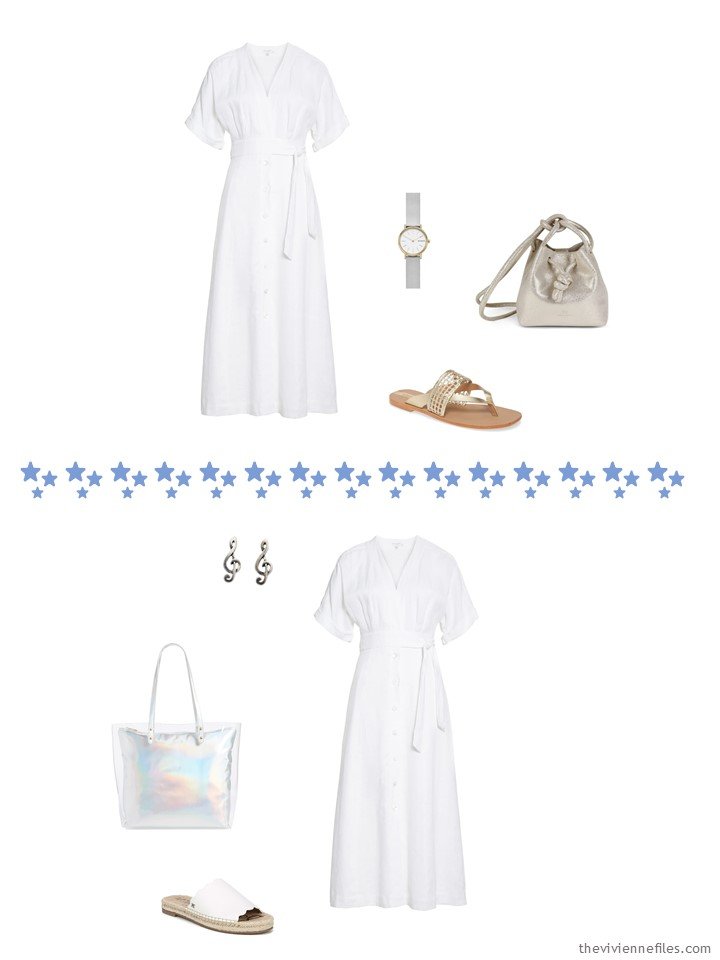 7. 2 ways to wear a white dress from a travel capsule wardrobe