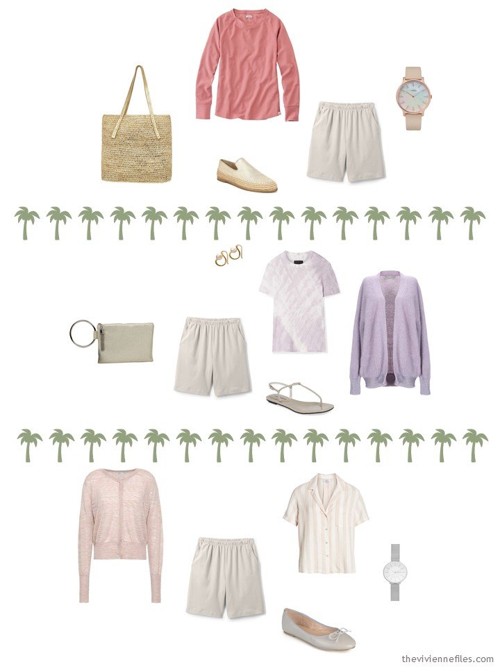 8. 3 ways to wear taupe shorts from a travel capsule wardrobe