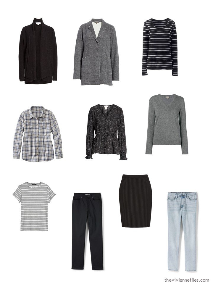 8. a 10-piece travel wardrobe combining 2 5-piece clusters