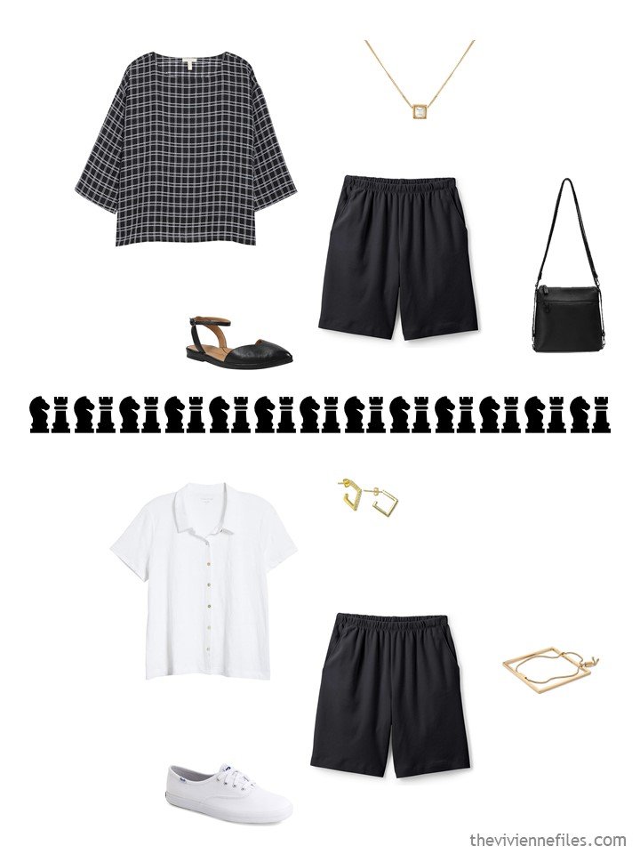 9. 2 ways to wear black shorts in a travel capsule wardrobe