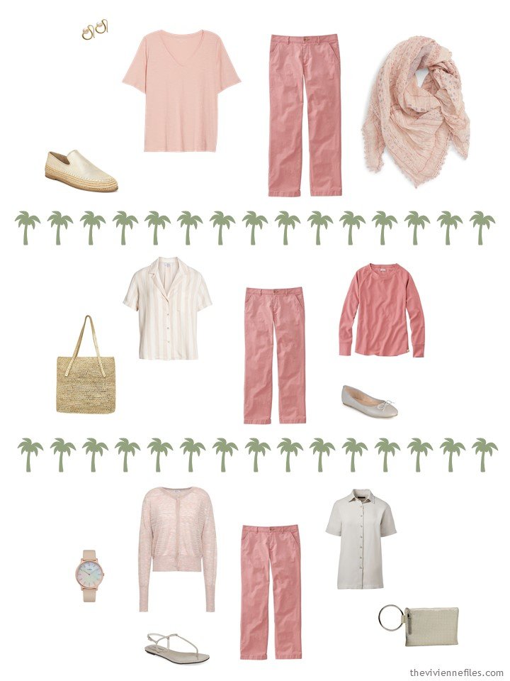 9. 3 ways to wear rose pants from a travel capsule wardrobe