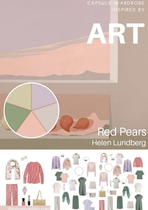 CREATE A TRAVEL CAPSULE WARDROBE BY STARTING WITH ART: RED PEARS BY HELEN LUNDBERG