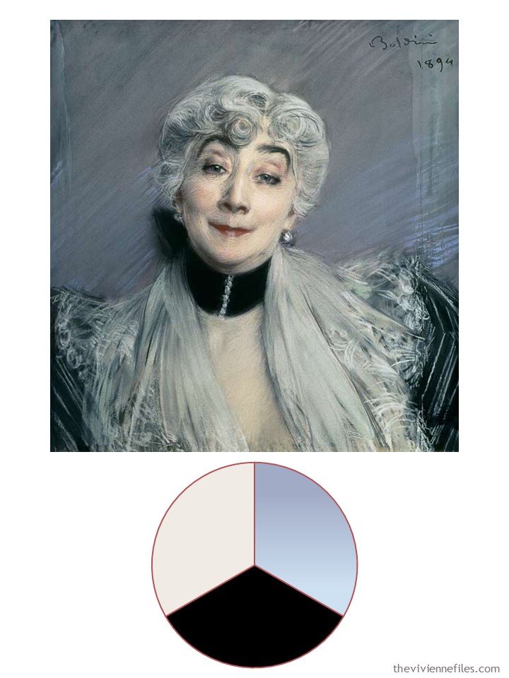 1. Portrait of Countess de Janville with color palette