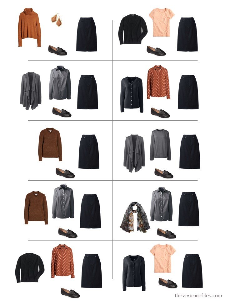 10. 10 ways to wear a black denim skirt from a travel capsule wardrobe