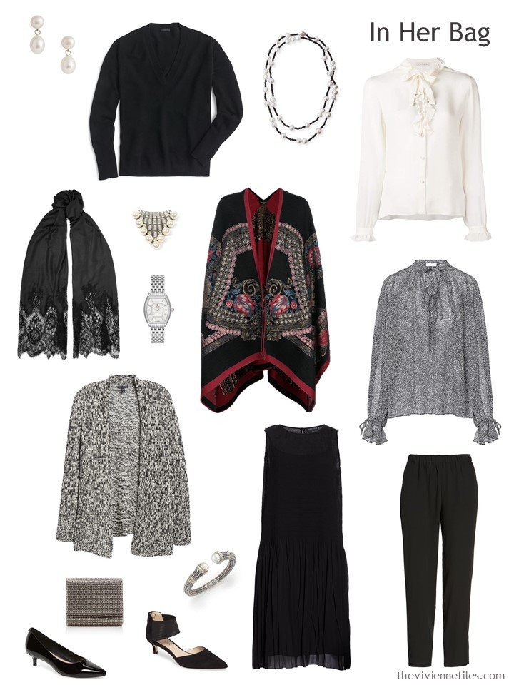 3. travel capsule wardrobe in black and ivory