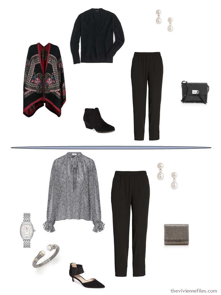 5. 2 ways to wear black silk pants from a travel capsule wardrobe