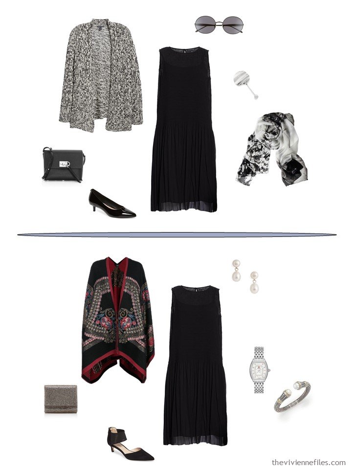 6. 2 ways to wear a black dress from a travel capsule wardrobe