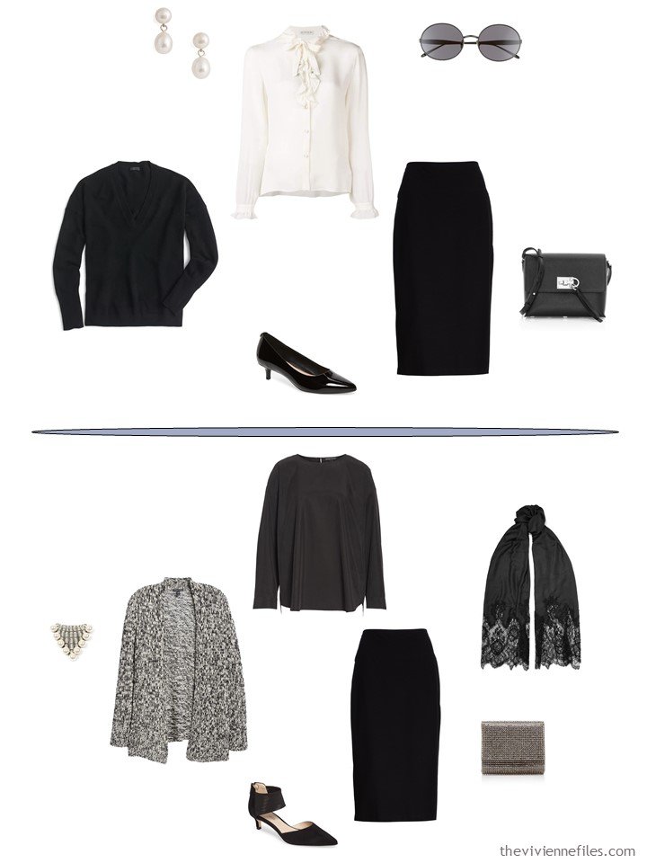 7. 2 ways to wear a black skirt from a travel capsule wardrobe