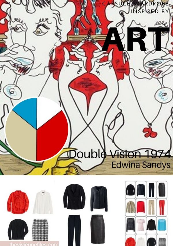 BUILD A TRAVEL CAPSULE WARDROBE STARTING WITH ART - DOUBLE VISION 1974 BY EDWINA SANDYS