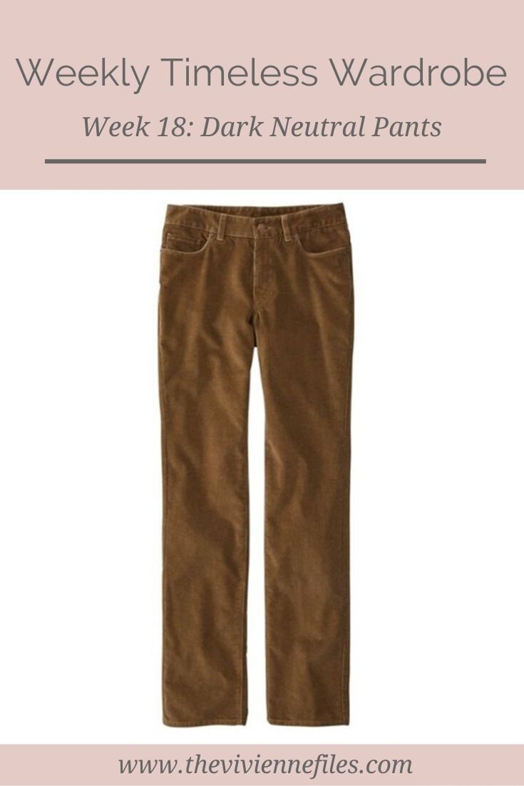 THE WEEKLY TIMELESS WARDROBE, WEEK 18: DARK NEUTRAL CORDUROY PANTS