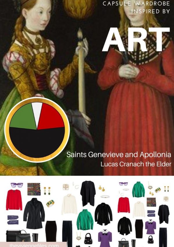 CREATE A TRAVEL CAPSULE WARDROBE INSPIRED BY ART - START WITH ART FOR COLD, WET WEATHER TRAVEL: SAINTS GENEVIEVE AND APOLLONIA BY LUCAS CRANACH THE ELDER