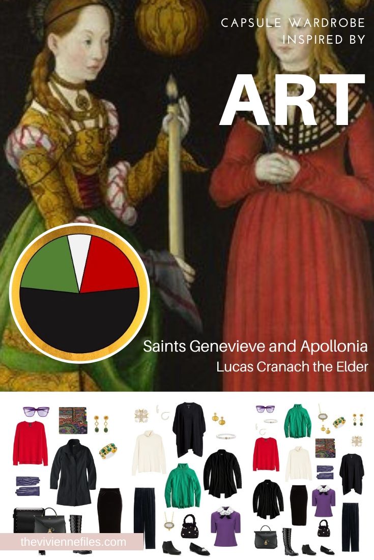 CREATE A TRAVEL CAPSULE WARDROBE INSPIRED BY ART - START WITH ART FOR COLD, WET WEATHER TRAVEL: SAINTS GENEVIEVE AND APOLLONIA BY LUCAS CRANACH THE ELDER