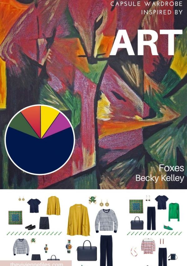 Start a Capsule wardrobe with Art evisiting Tribute to Franz Marc - Foxes by Becky Kelley