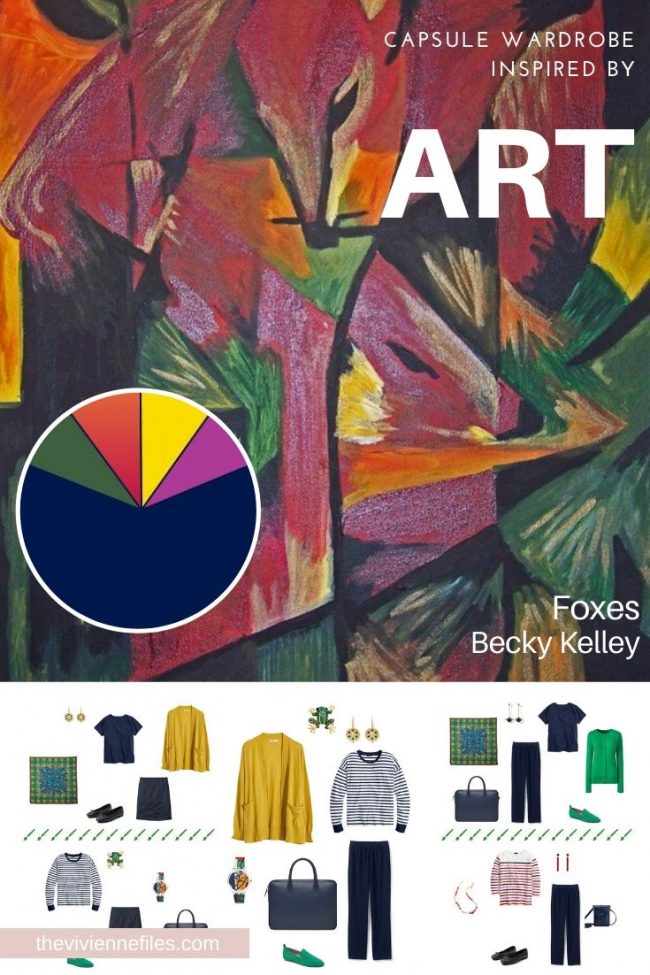 Start a Capsule wardrobe with Art evisiting Tribute to Franz Marc - Foxes by Becky Kelley