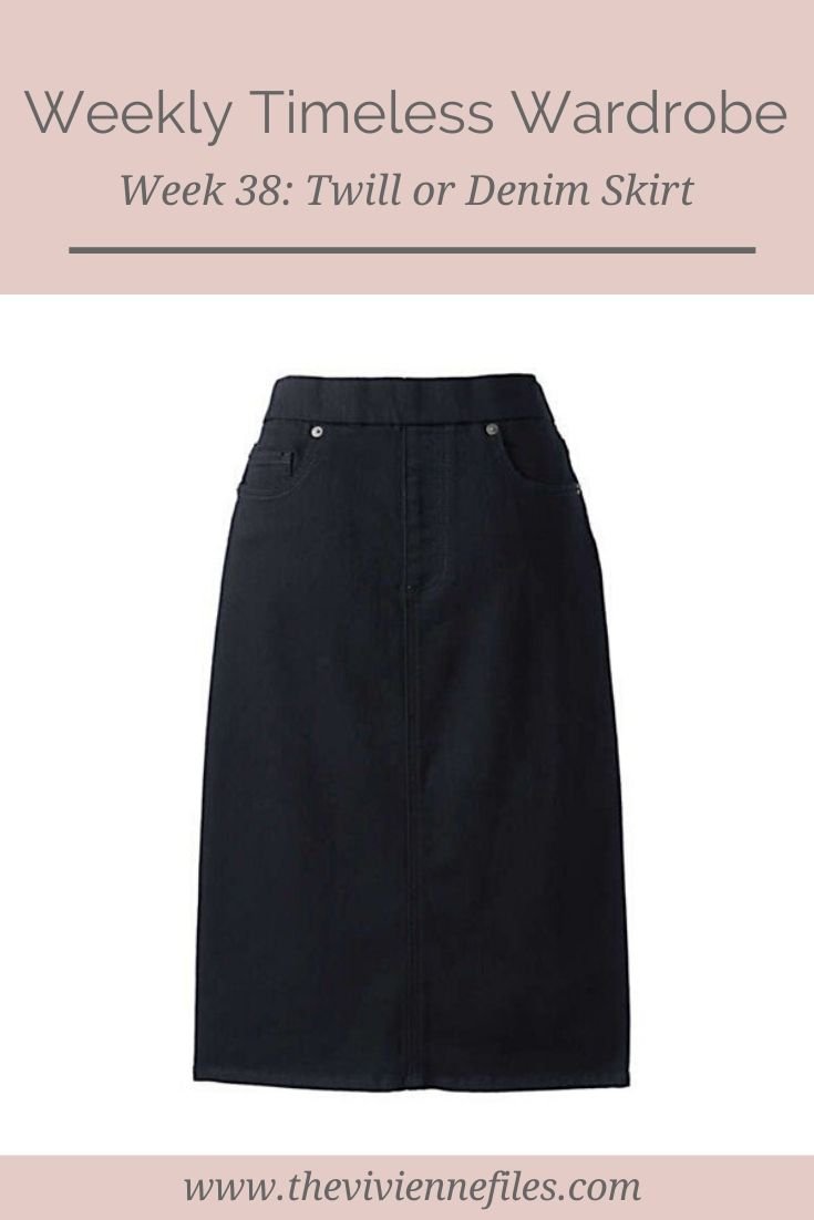 THE WEEKLY TIMELESS WARDROBE, WEEK 38: A TWILL OR DENIM SKIRT