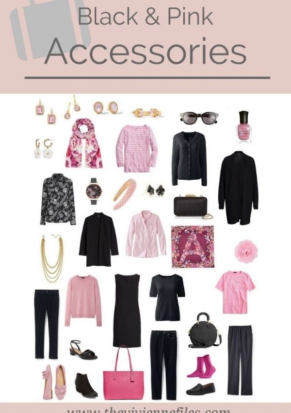 PLANNING ACCESSORIES FOR A TRAVEL CAPSULE WARDROBE, IN BLACK AND PINK