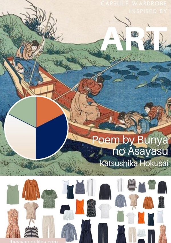 2 MOODS IN 1 TRAVEL CAPSULE WARDROBE: START WITH ART – POEM BY BUNYA NO ASAYASU BY HOKUSAI