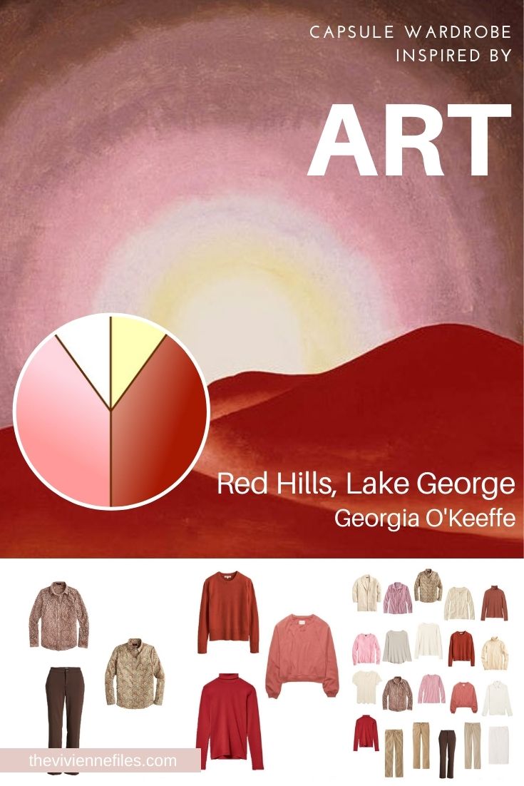 CAN A GARDE-ROBE DU MOIS INCLUDE RED AND PINK? START WITH ART: RED HILLS, LAKE GEORGE BY GEORGIA O’KEEFFE