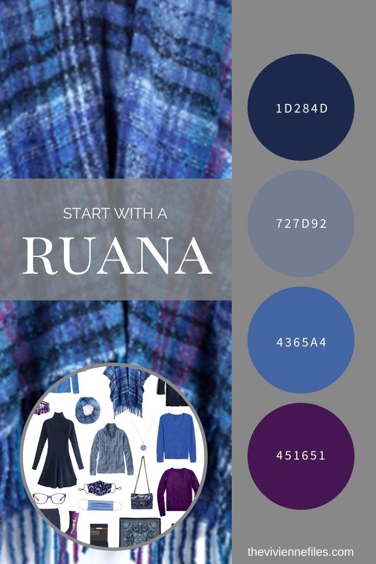 START WITH A RUANA! NAVY LOFTY PLAID RUANA BY ECHO