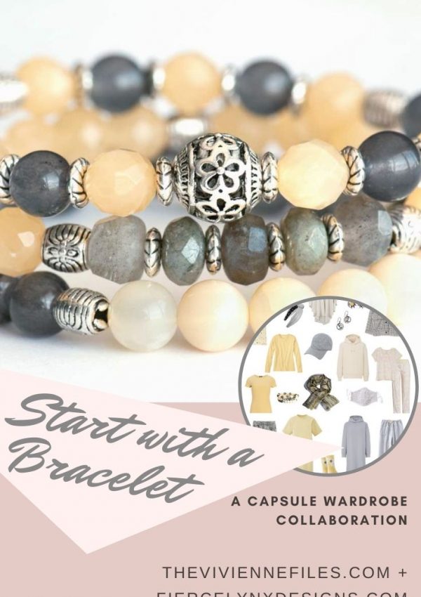 how to build a capsule wardrobe starting with a yellow and gray Bracelet