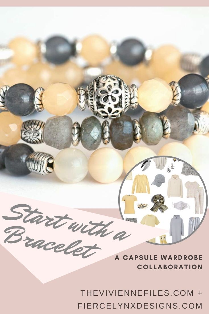 how to build a capsule wardrobe starting with a yellow and gray Bracelet