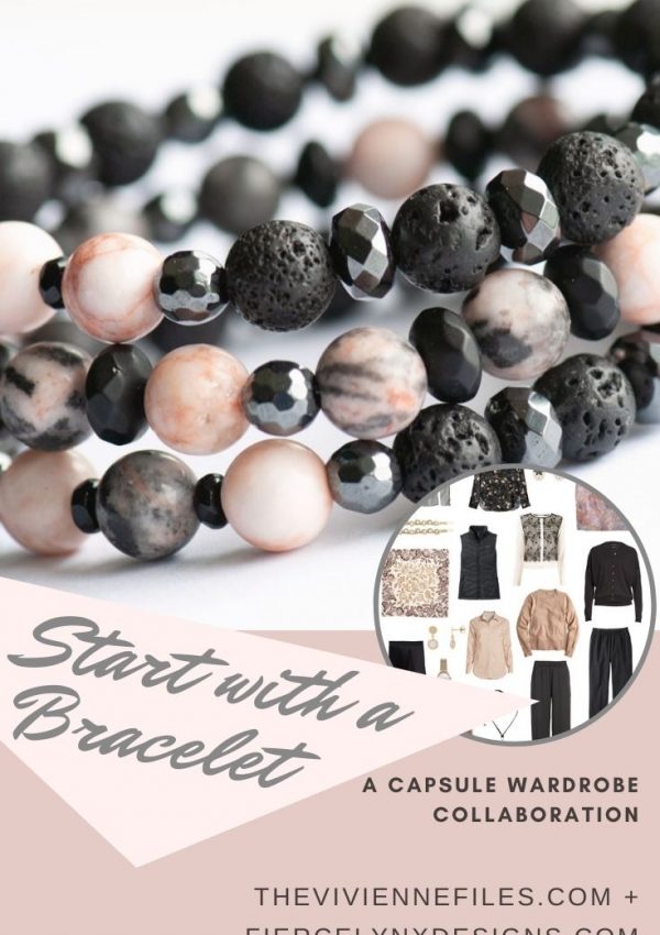 Build a capsule wardrobe starting with an diffuser bracelet in black and blush