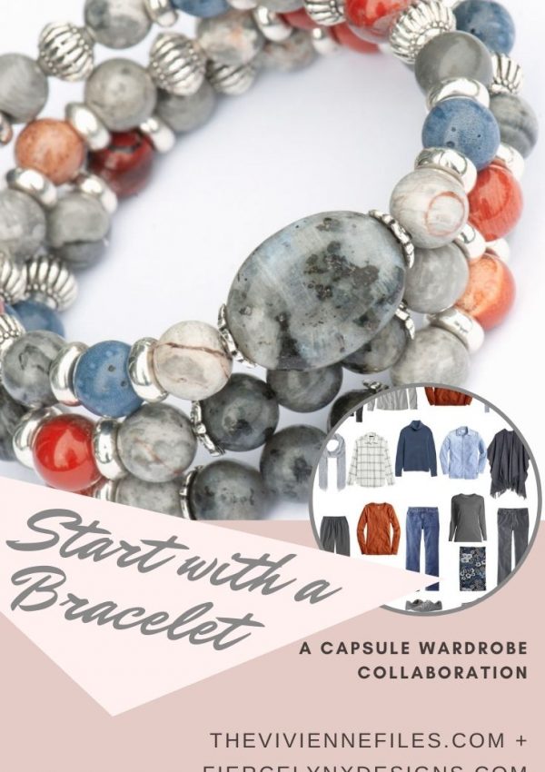 Build a capsule wardrobe starting with a bracelet in grey and blue