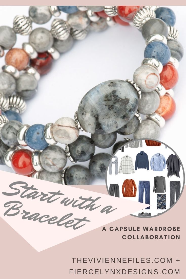 Build a capsule wardrobe starting with a bracelet in grey and blue