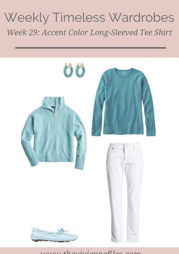 WEEKLY TIMELESS WARDROBE #29 – AN ACCENT COLOR LONG-SLEEVED TEE SHIRT