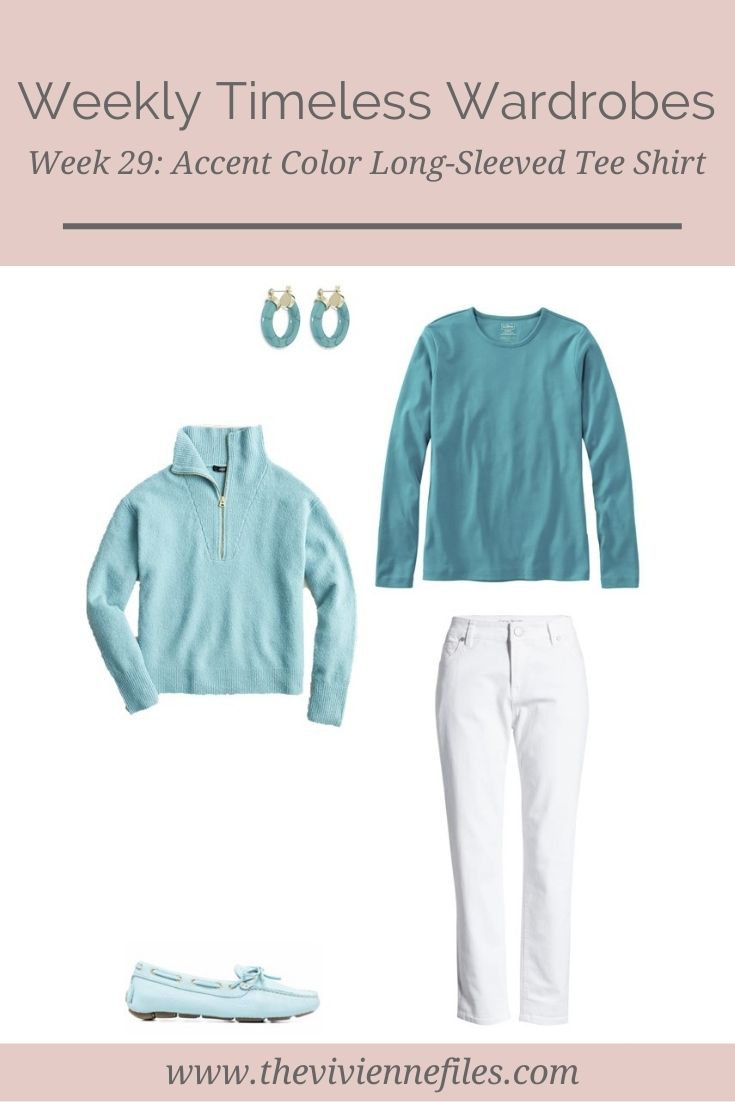 WEEKLY TIMELESS WARDROBE #29 – AN ACCENT COLOR LONG-SLEEVED TEE SHIRT