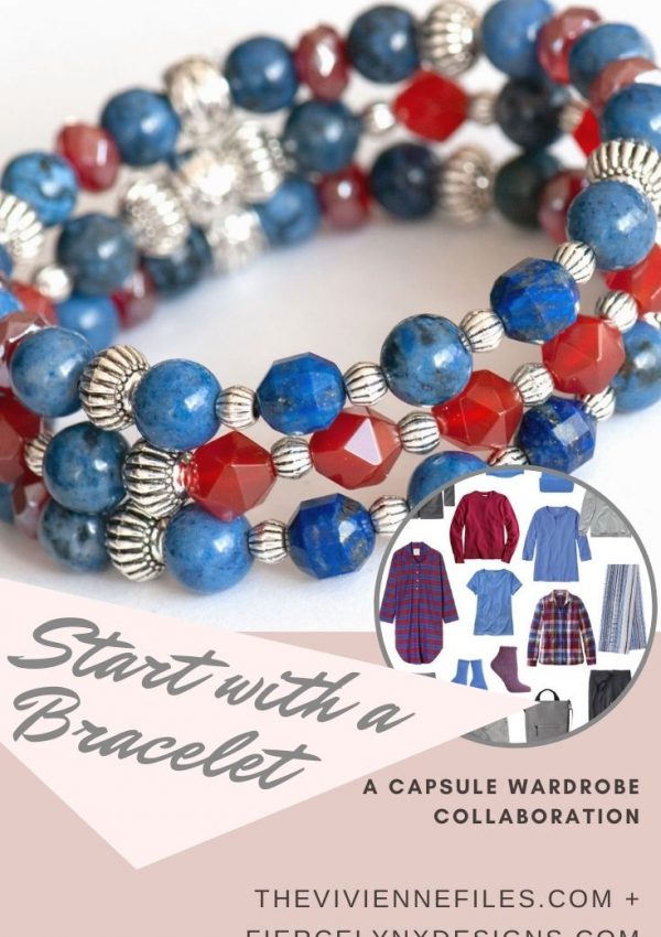 Build a capsule wardrobe starting with a bracelet in red and blue
