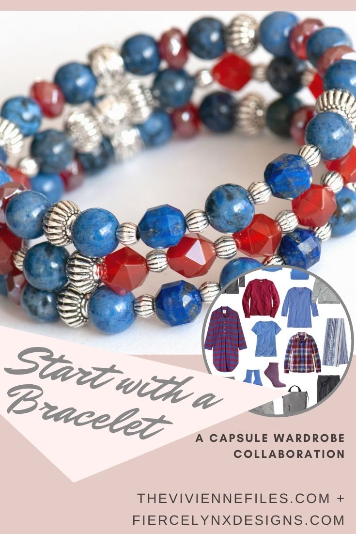 Build a capsule wardrobe starting with a bracelet in red and blue