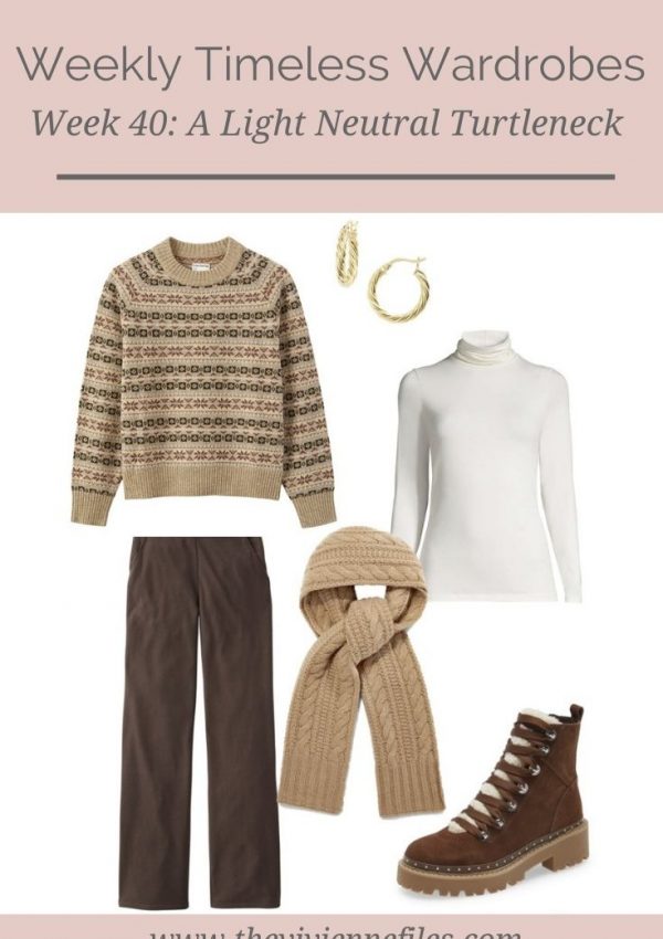 Weekly Timeless Wardrobe #40: A Light Neutral Cotton Turtleneck