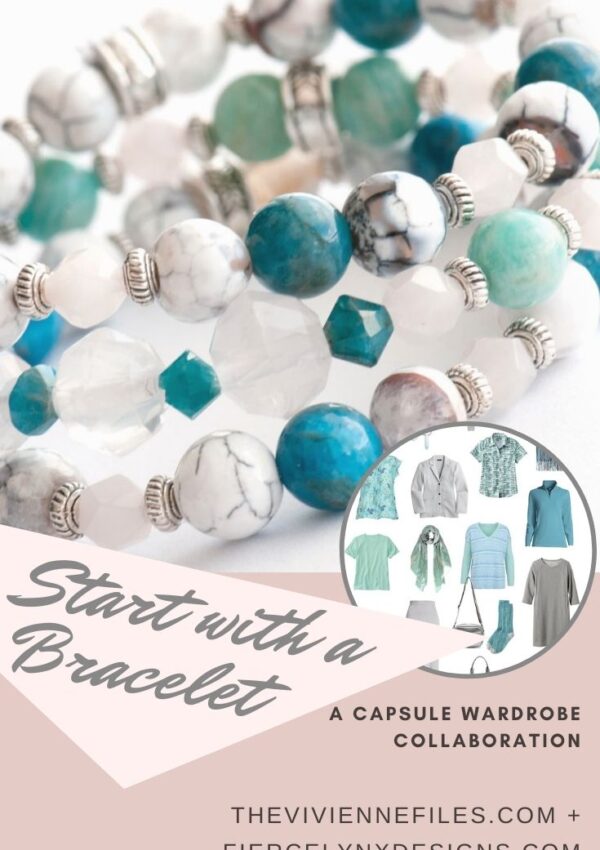 Build a capsule wardrobe starting with a bracelet in white, green and blue