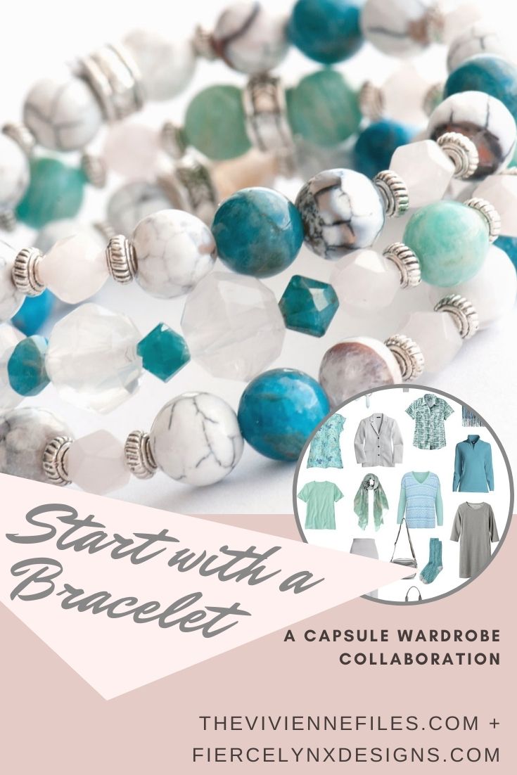 Build a capsule wardrobe starting with a bracelet in white, green and blue