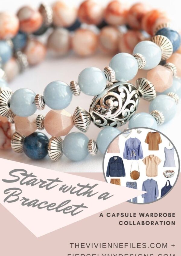 Build a capsule wardrobe starting with a bracelet in blue and peach