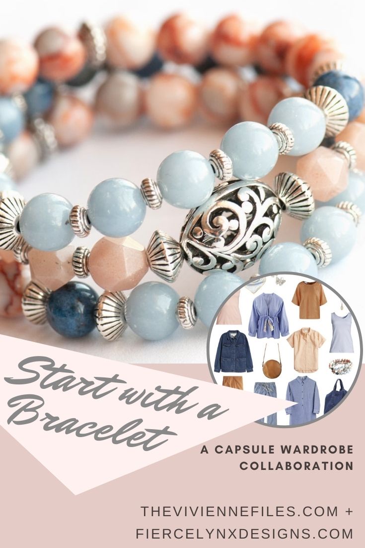 Build a capsule wardrobe starting with a bracelet in blue and peach