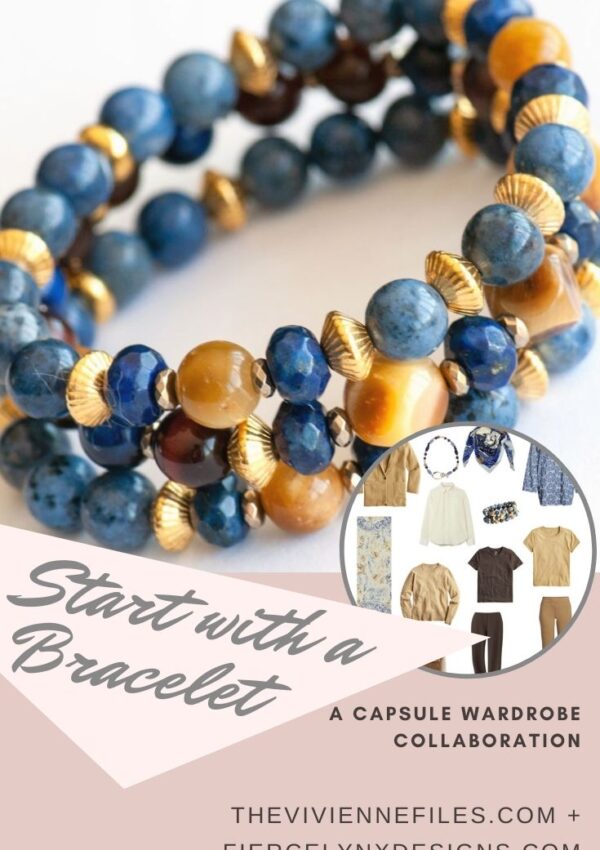 Build a capsule wardrobe starting with a bracelet in blue and gold