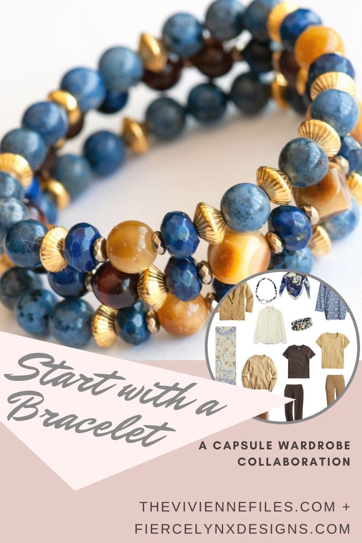 Build a capsule wardrobe starting with a bracelet in blue and gold