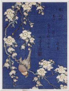 Katsushika Hokusai - Weeping Cherry & Bullfinch