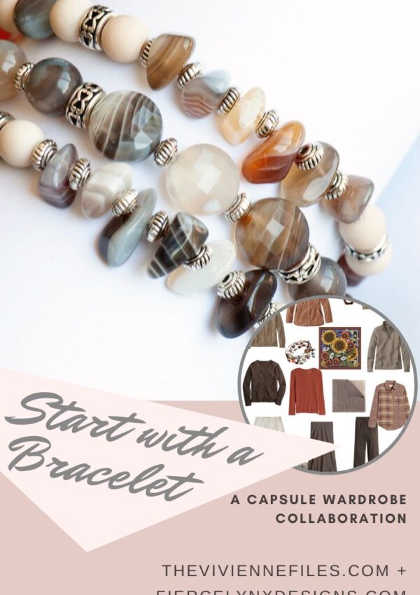 Build a capsule wardrobe starting with a bracelet in white and purple