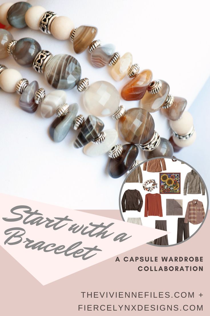 Build a capsule wardrobe starting with a bracelet in white and purple