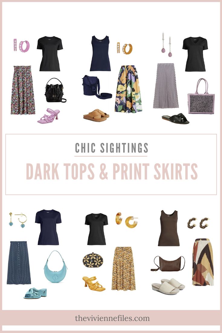 Chic Sightings: Dark Tops and Print Skirts