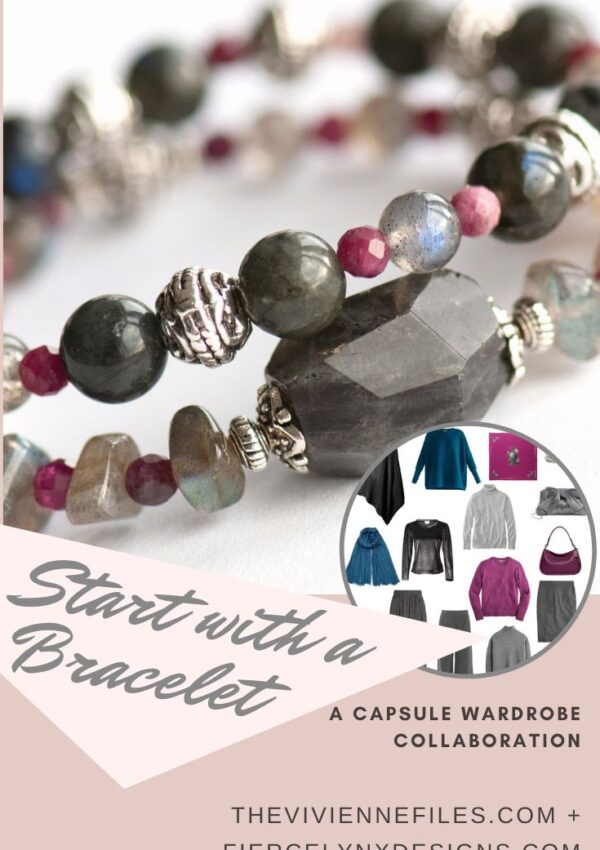 Build a capsule wardrobe starting with a bracelet in grey and plum