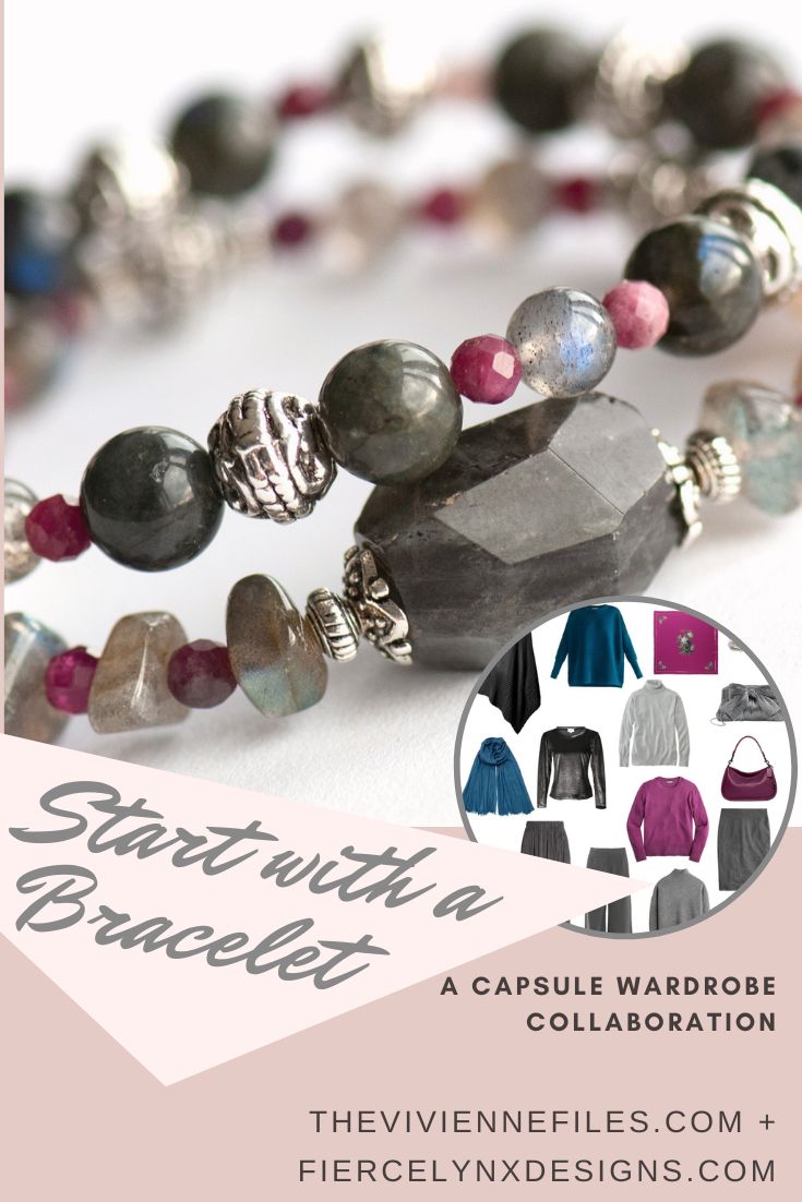Build a capsule wardrobe starting with a bracelet in grey and plum