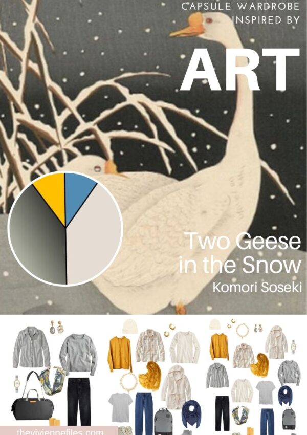 Start with Art A Travel Capsule Wardrobe based on Two Geese in the Snow by Komori Soseki