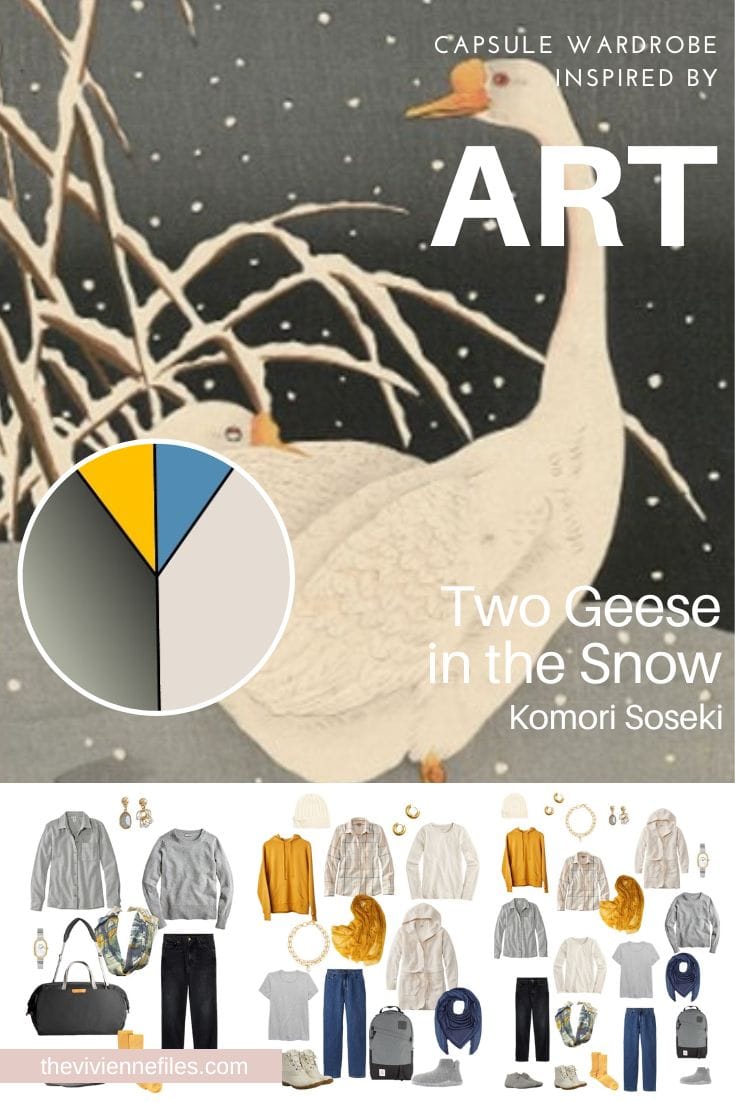 Start with Art A Travel Capsule Wardrobe based on Two Geese in the Snow by Komori Soseki
