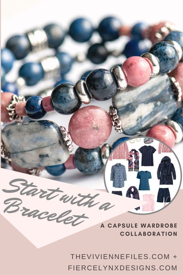 Build a capsule wardrobe starting with a bracelet in pink and navy