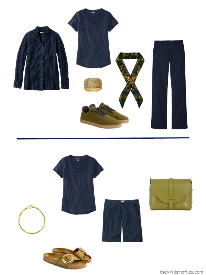 8. How Olive Oil green looks when worn with navy