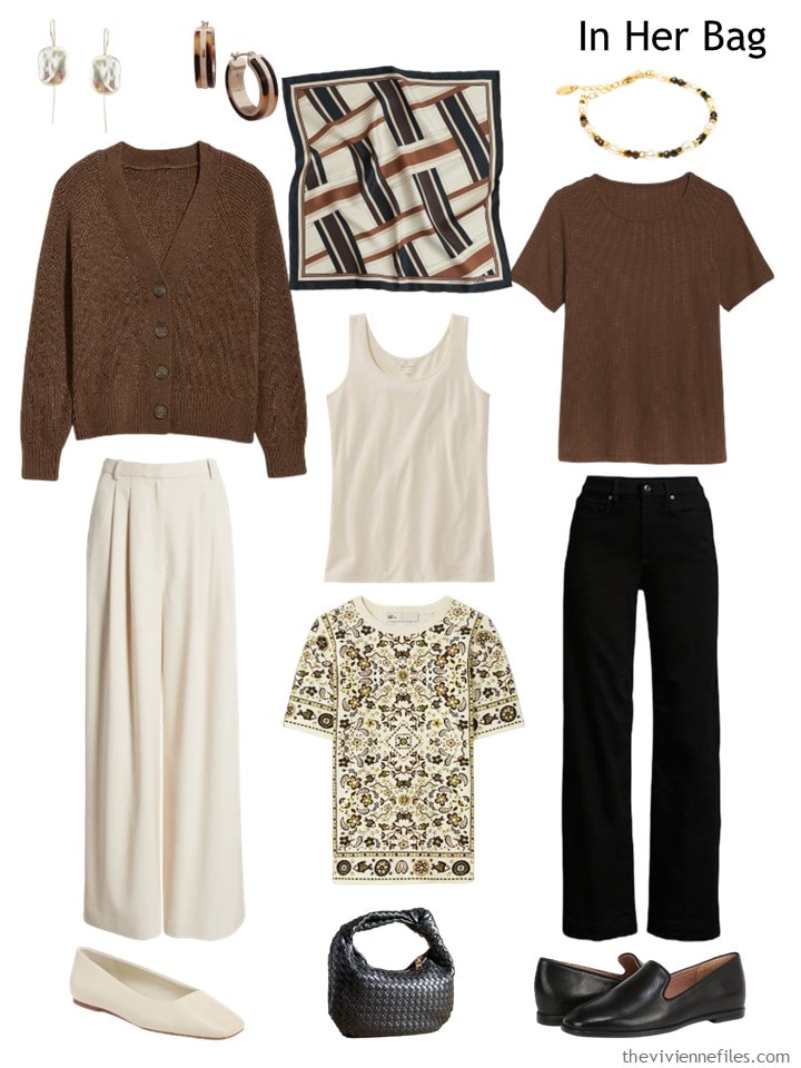 A Travel Capsule Wardrobe in Black, Brown and Ivory: Start with Art ...